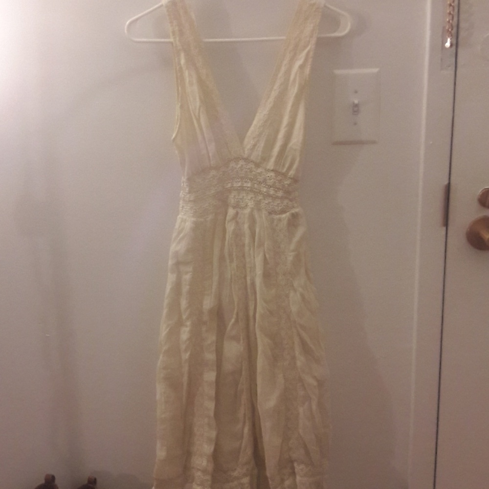 Flounced Crochet Trim Dress